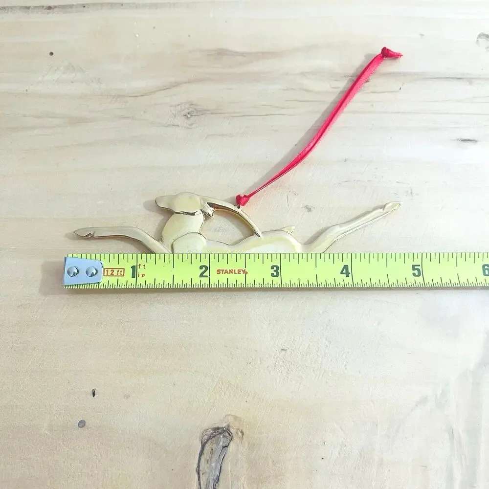 Vtg SUSAN ADAMS Brass Reindeer Christmas Ornament Signed Mid-Century Art Deco